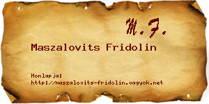 Maszalovits Fridolin névjegykártya